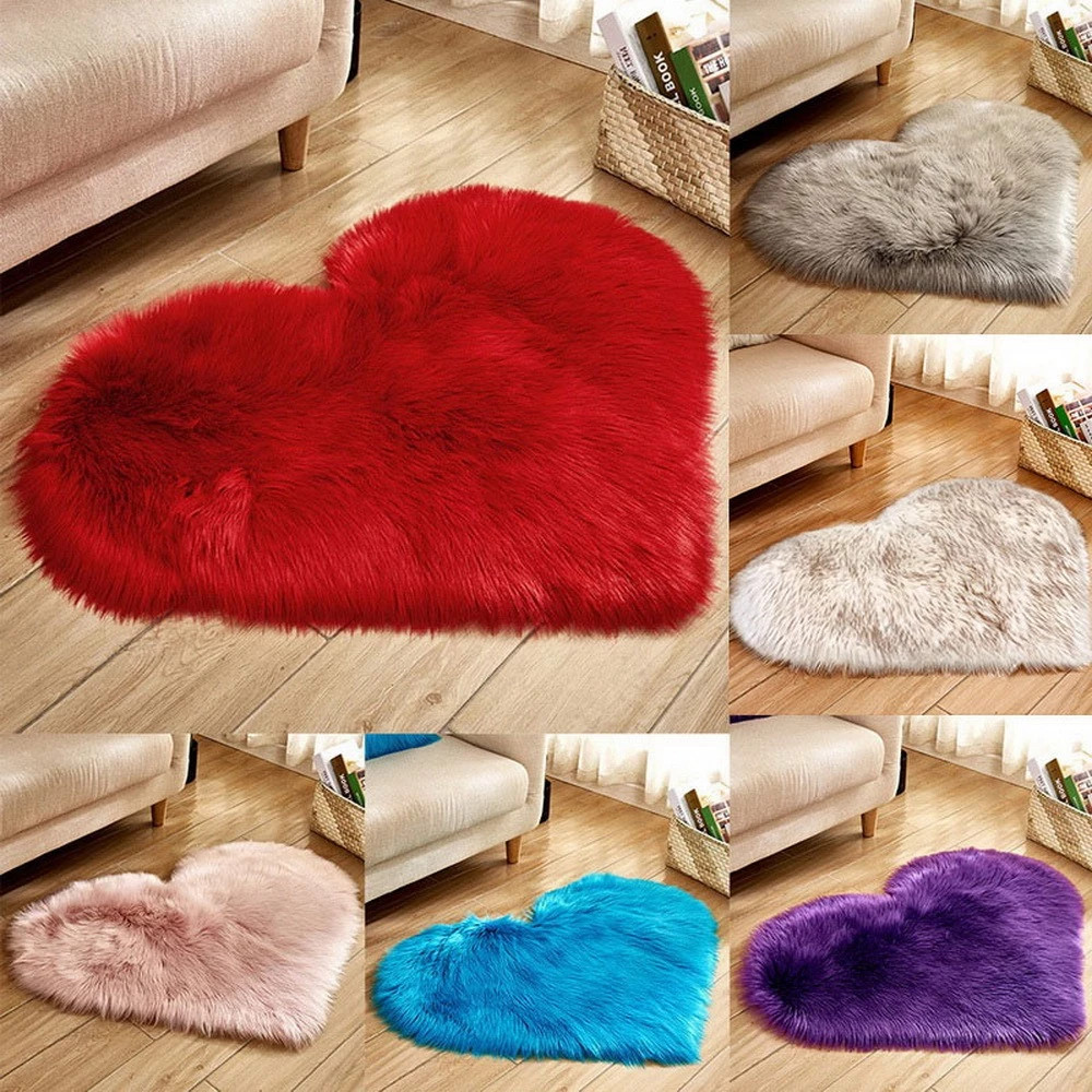 Furry Solid Color Heart Rug Be - Coffee Equipment At Home 评论和价格