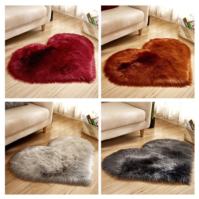 Furry Solid Color Heart Rug Be - Coffee Equipment At Home 评论和价格